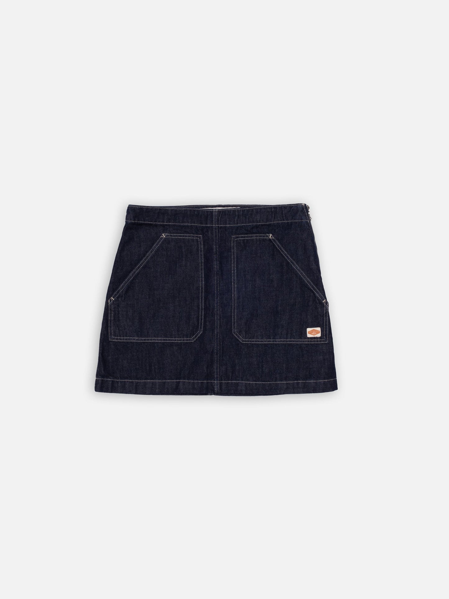 Jupe courte en coton bio | bleu "elvy workwear denim skirt - dark blue"