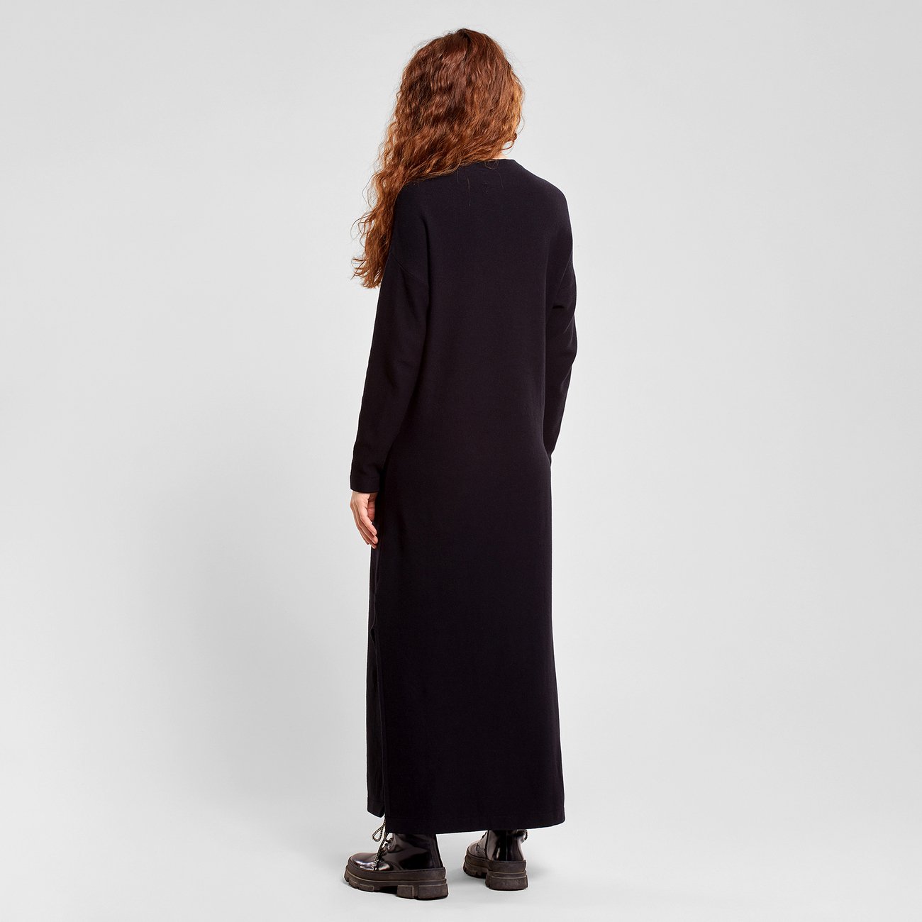 Robe longue en maille de coton bio | Noir "dress sveg black"