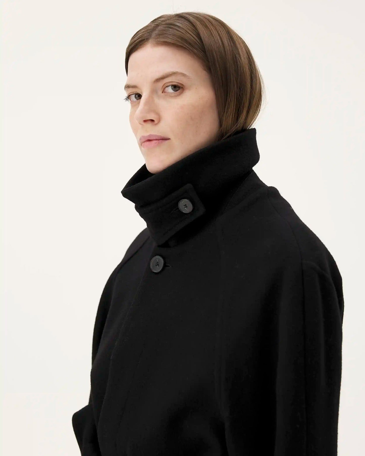 Manteau en laine et cachemire recyclé | noir "verlaine"