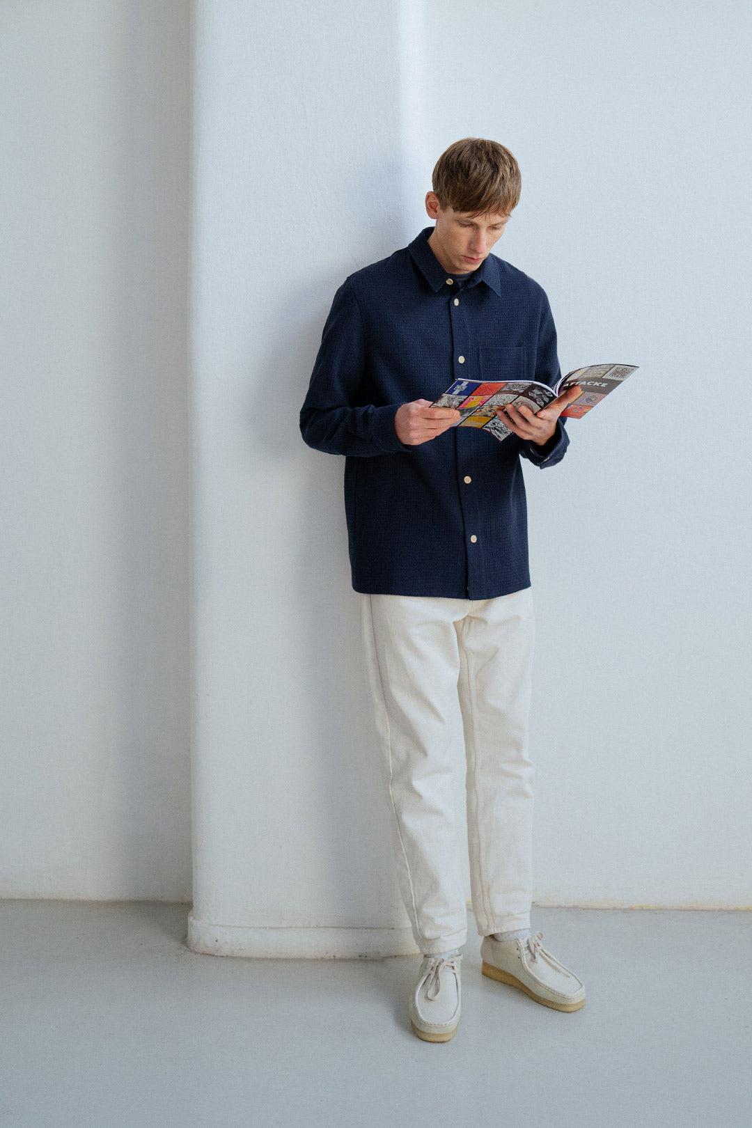 Chemise en sergé de coton bio | Marine "casual shirt navy"
