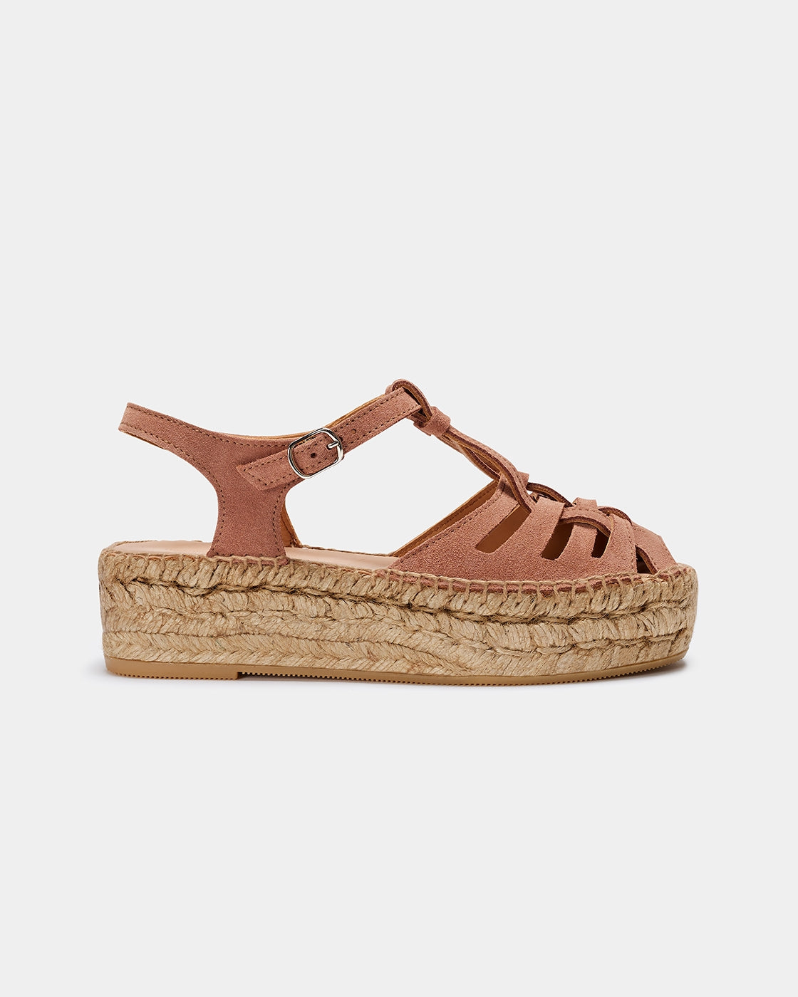 Espadrilles compensées en cuir certifié | marron "Bemol brown"