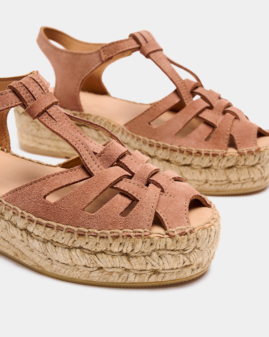 Espadrilles compensées en cuir certifié | marron "Bemol brown"