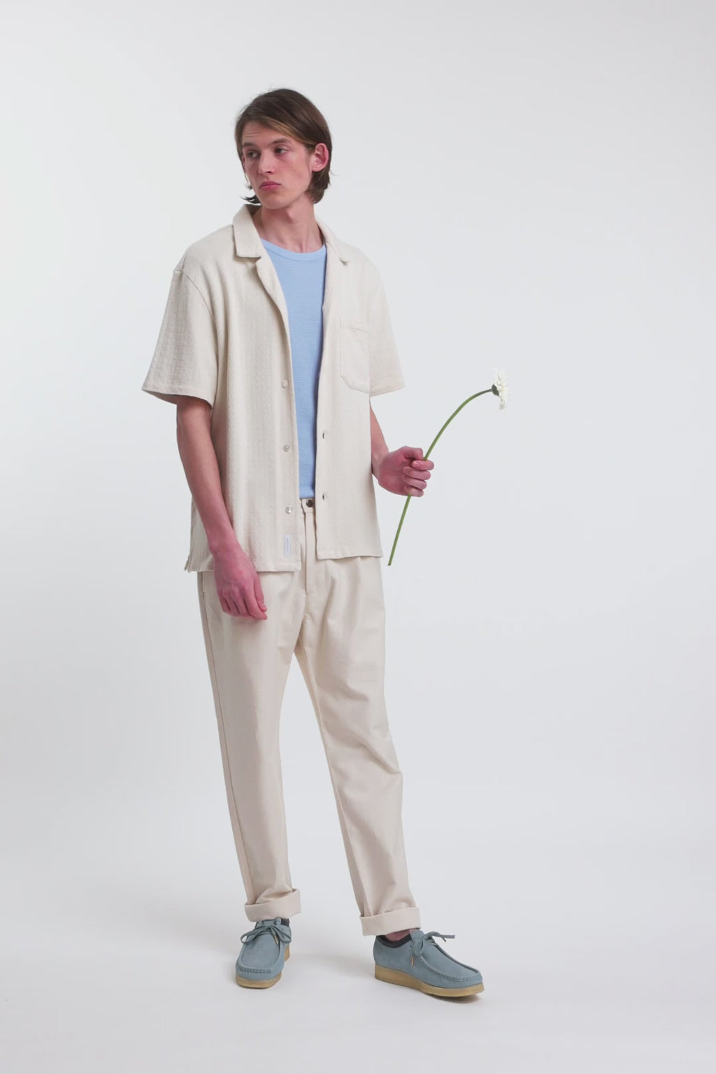Chemisette écrue en maille de coton bio - knit bowling off-white