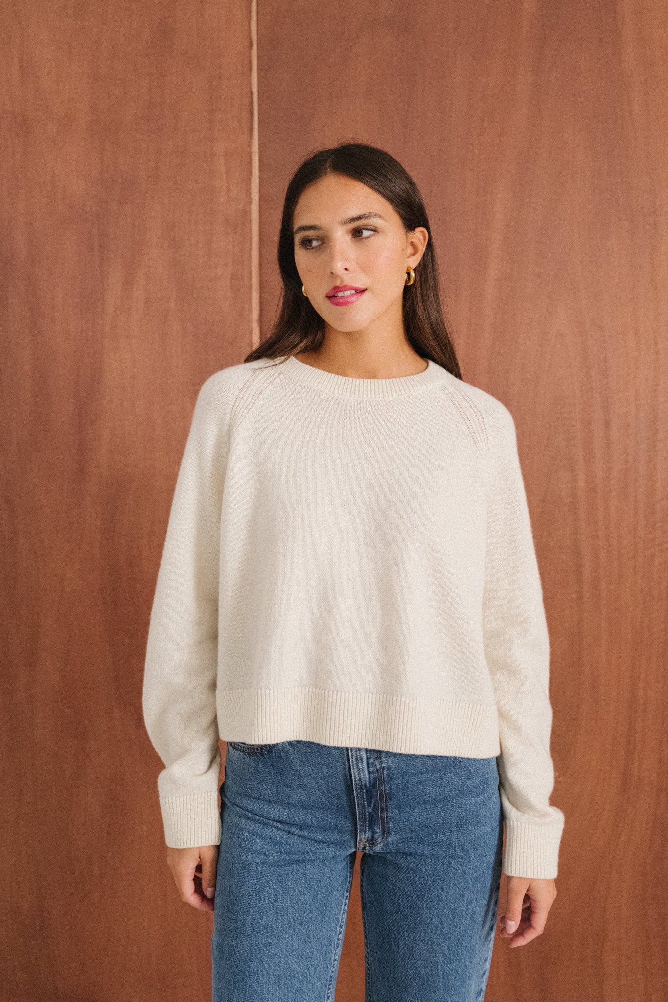 Pull boxy en laine mérinos recyclée | écru