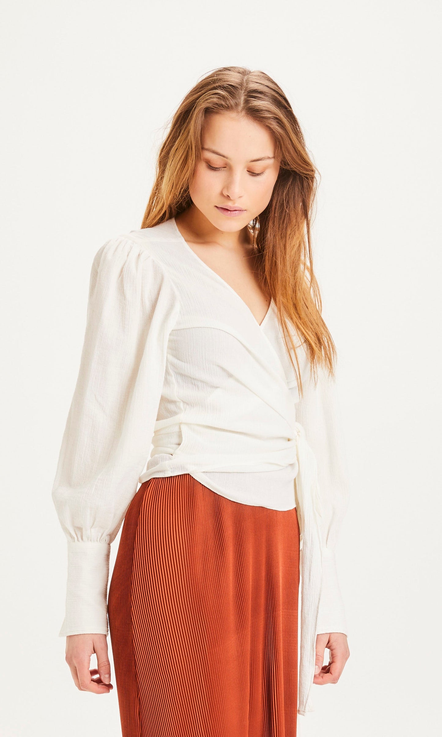 Cache-coeur en coton bio - LILY Wrap Blouse snow white