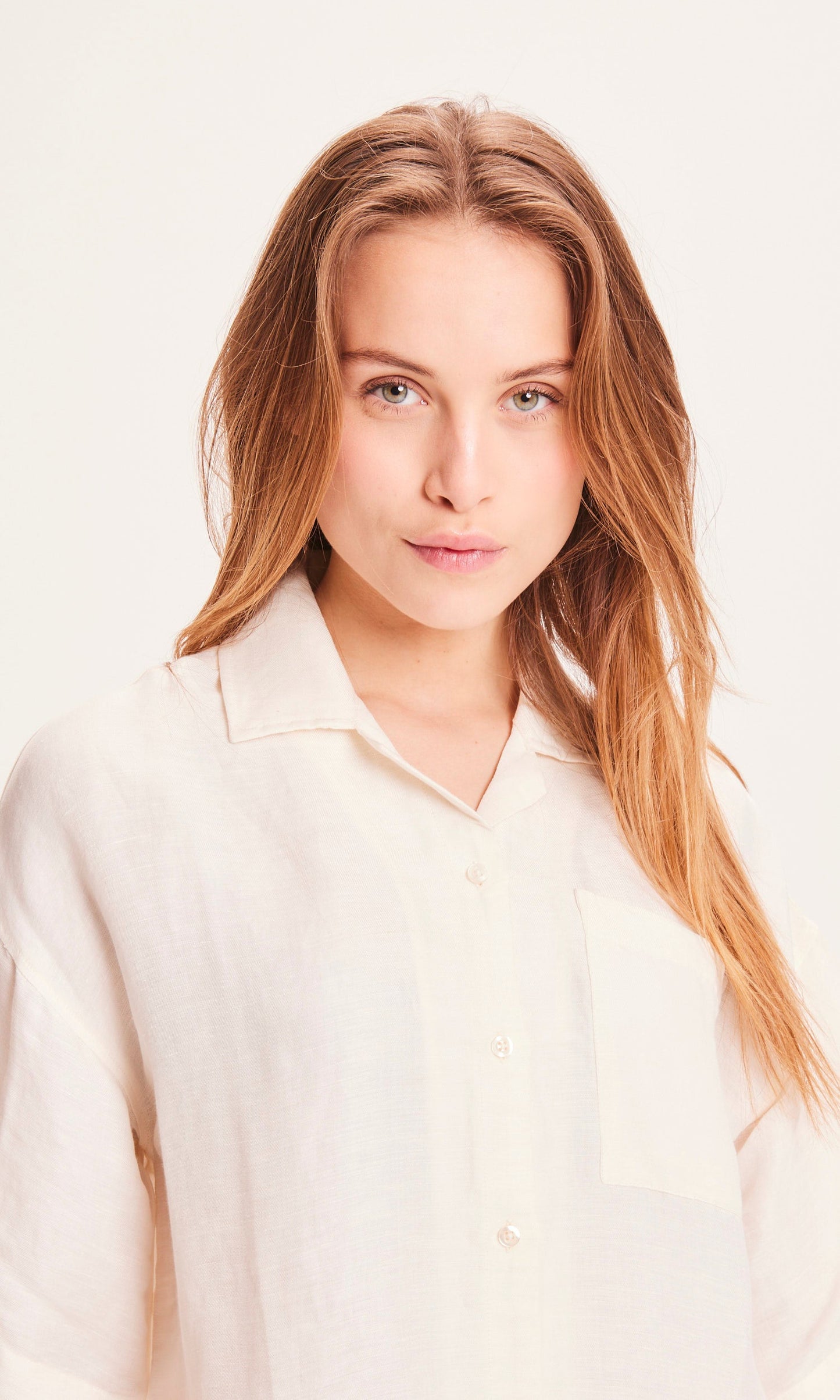 Chemise écrue en lin bio et tencel - JUNIPER Loose buttercream