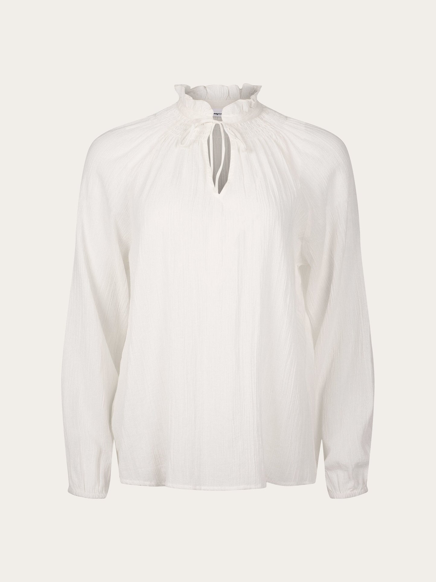 Blouse blanche en coton bio - JACINTA ruffle stand blouse snow white