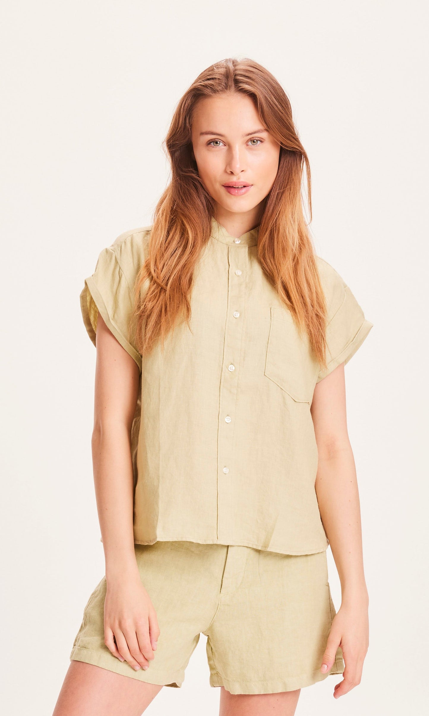 Chemise fluide vert clair en lin bio - ASTER lint