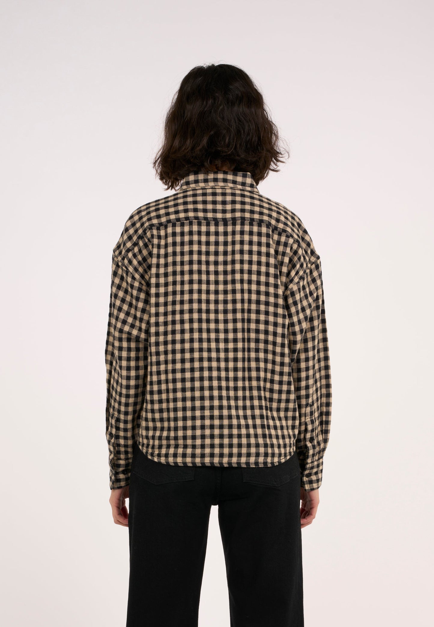 Chemise à carreaux en coton bio - boxy check shirt safari