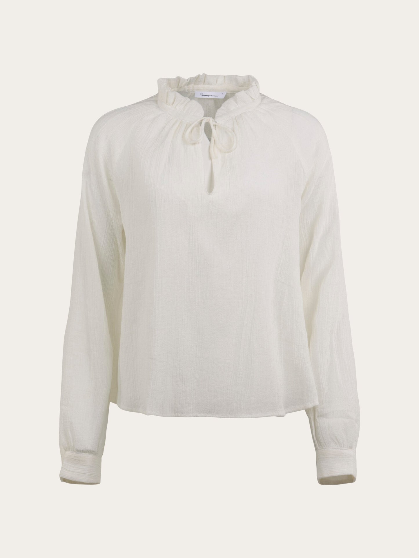 Blouse blanche en crêpe de coton bio - stand ruffle collar a-shape blouse snow white