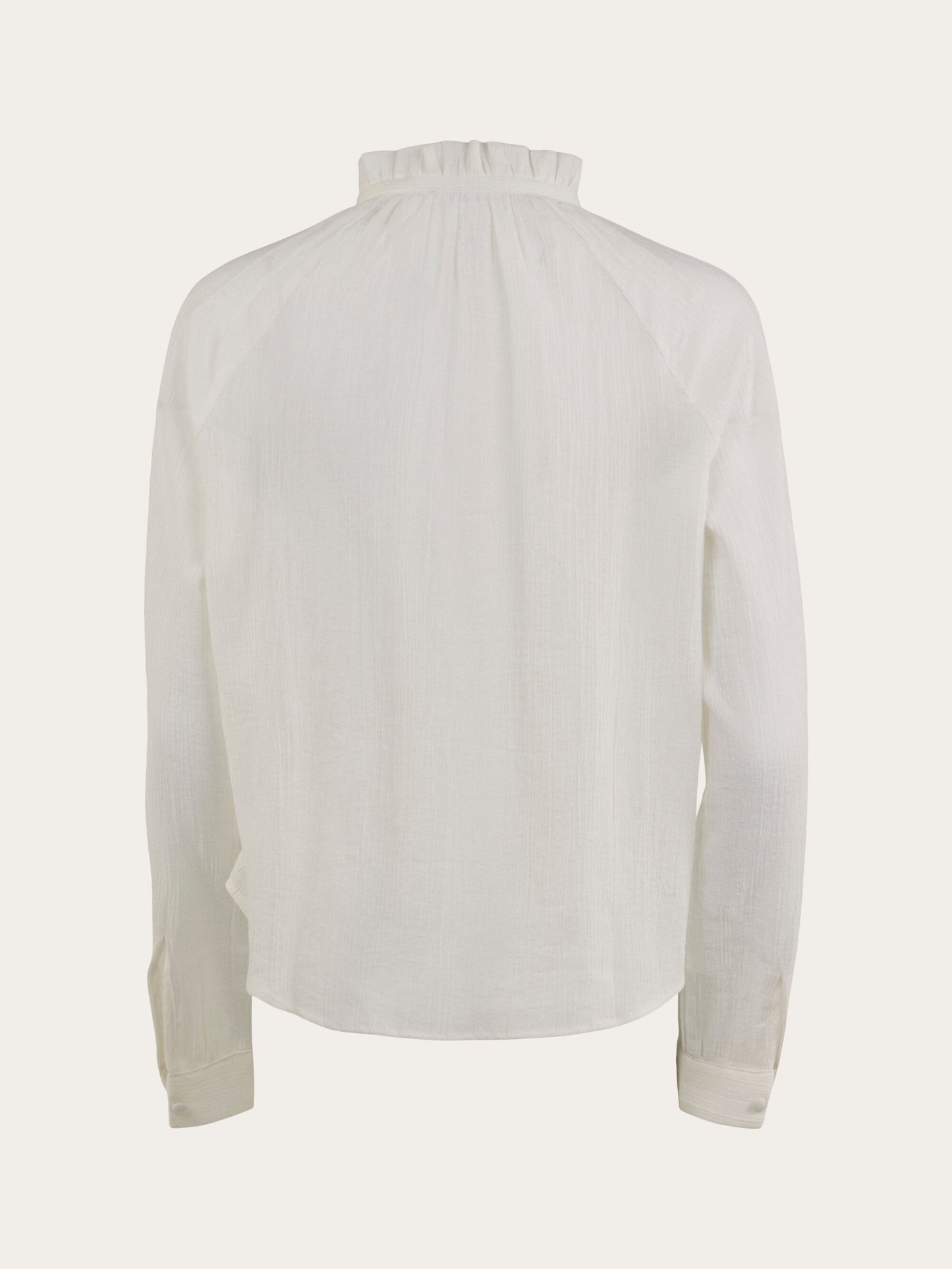 Blouse blanche en crêpe de coton bio - stand ruffle collar a-shape blouse snow white