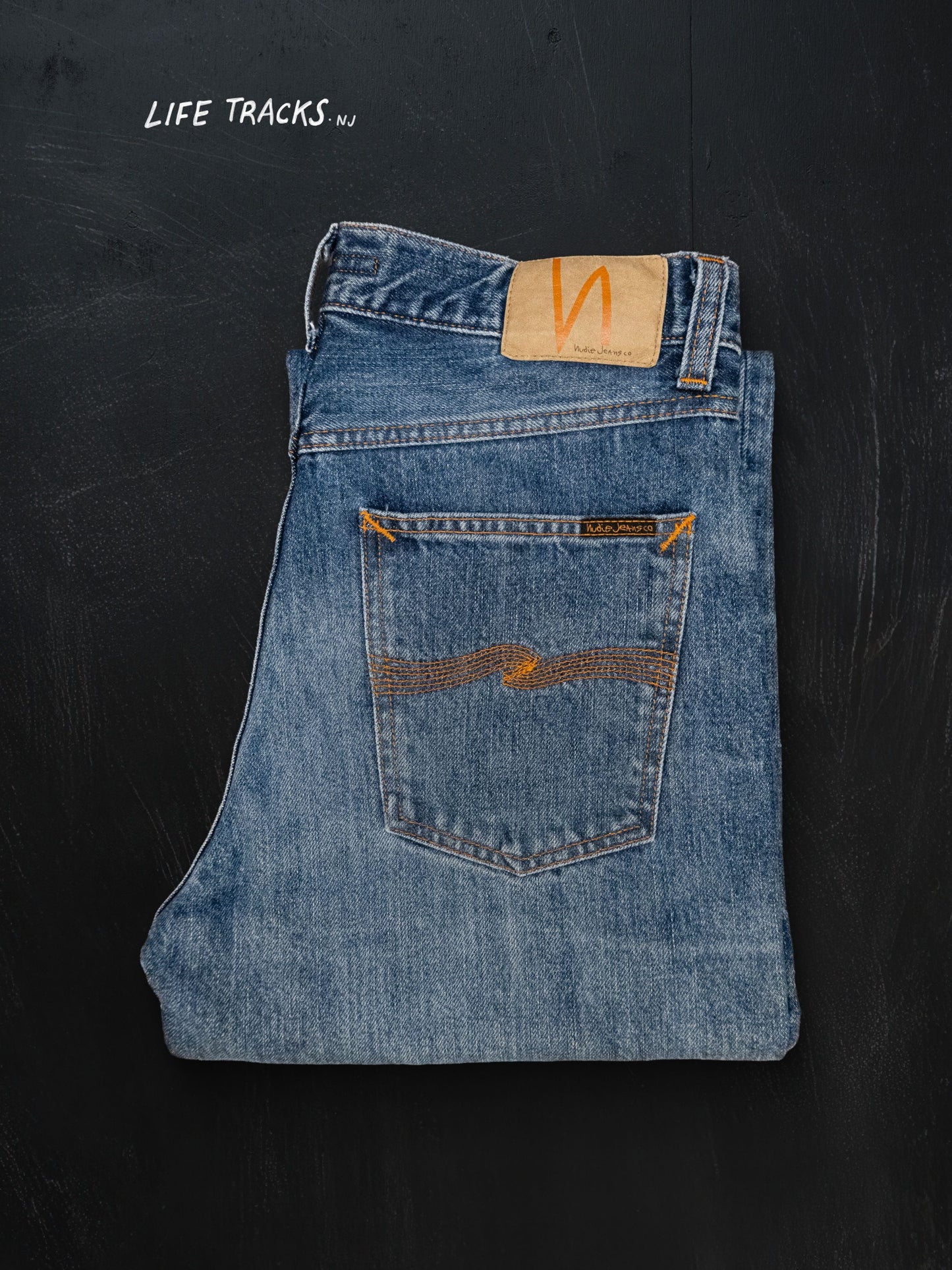 Jean droit en coton bio | bleu "rad rufus raw tracks"