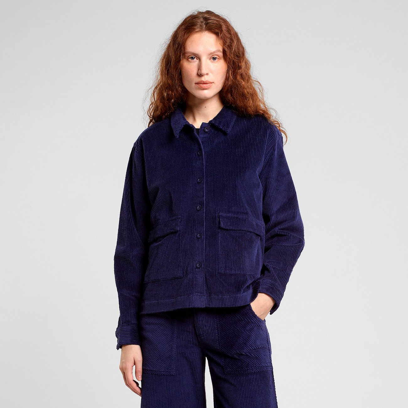 Surchemise velours en coton bio | bleu marine "shirt lima corduroy navy black iris"