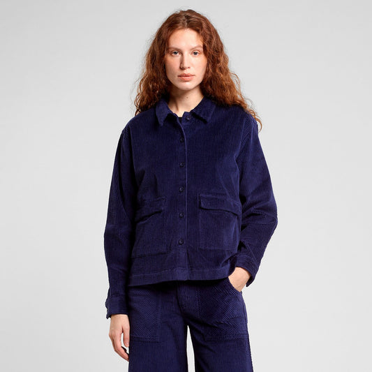 Surchemise velours en coton bio | bleu marine "shirt lima corduroy navy black iris"