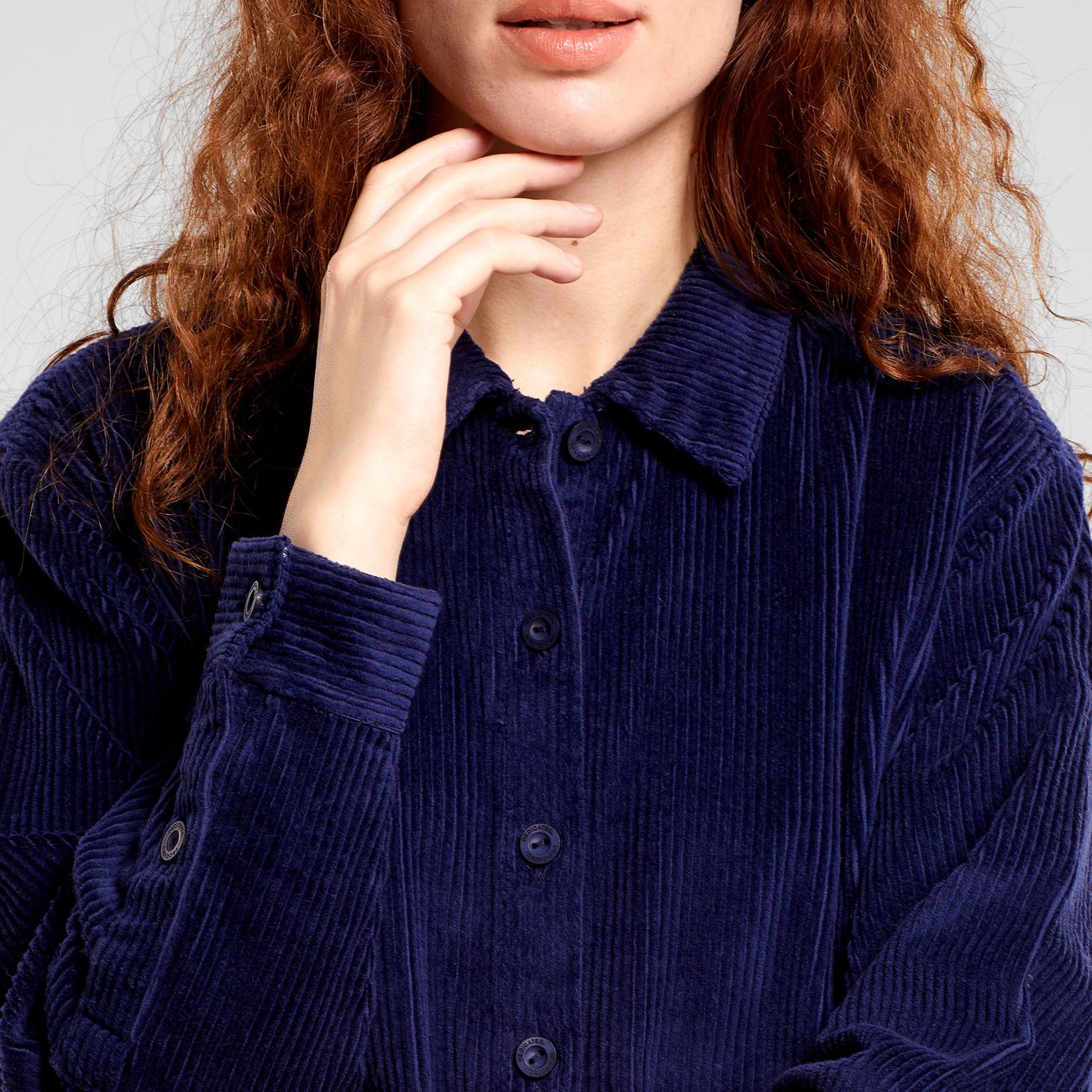 Surchemise velours en coton bio | bleu marine "shirt lima corduroy navy black iris"