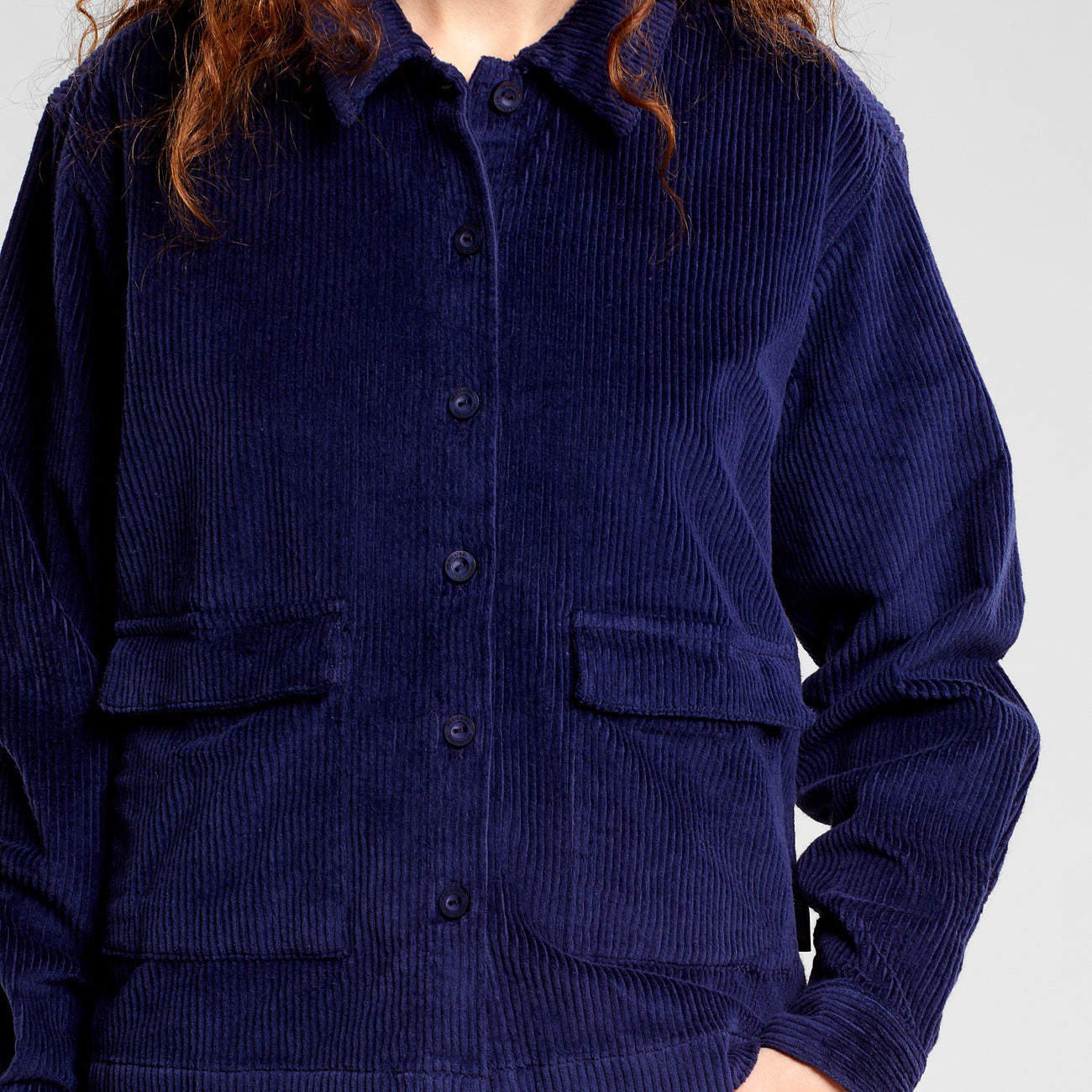 Surchemise velours en coton bio | bleu marine "shirt lima corduroy navy black iris"