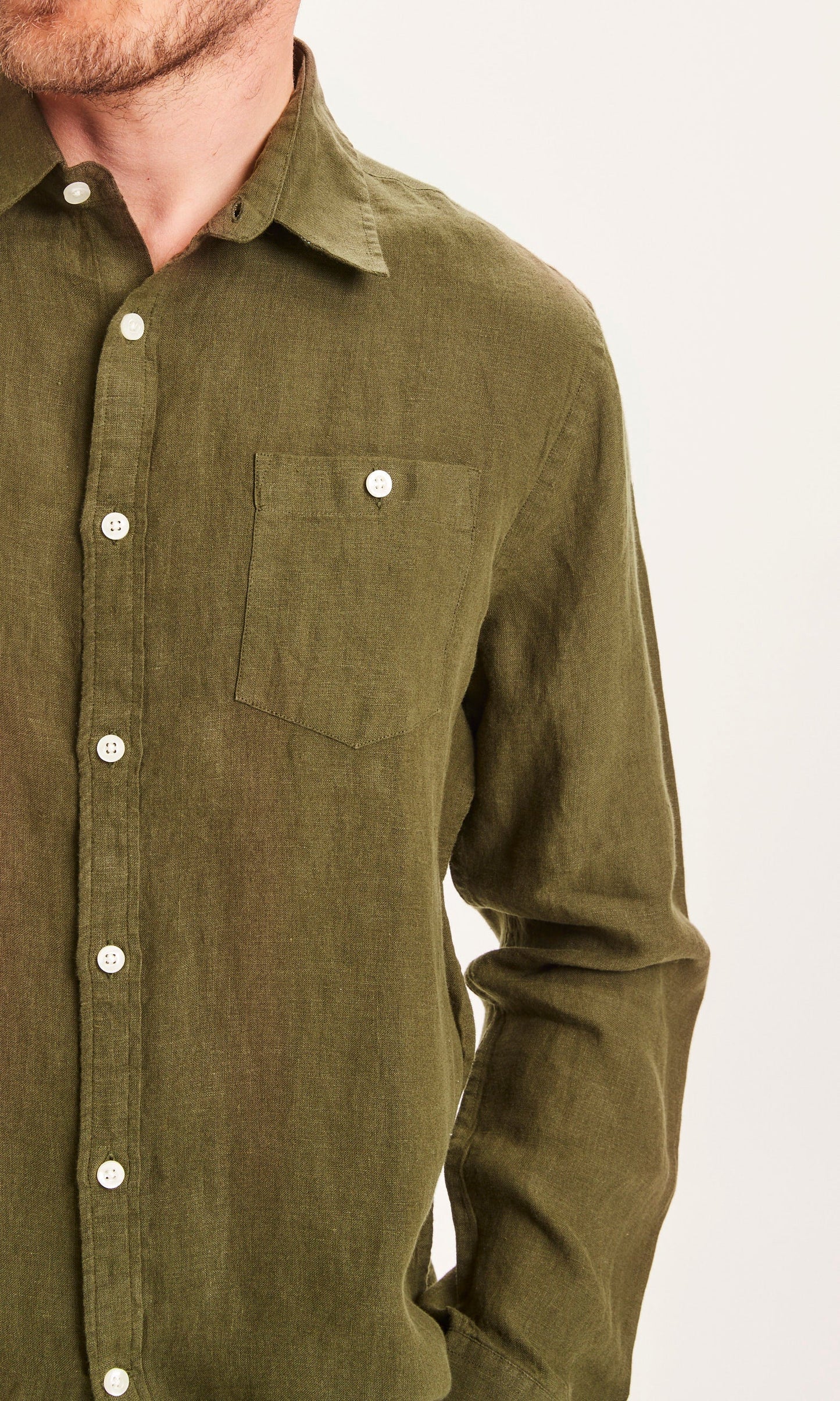 Chemise vert forêt  en lin bio - Larch forrest night