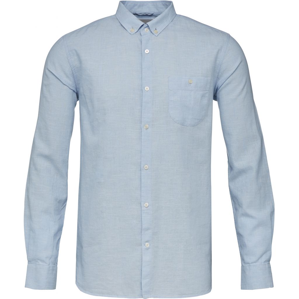 Chemise bleu ciel en coton bio et lin
