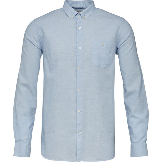 Chemise bleu ciel en coton bio et lin
