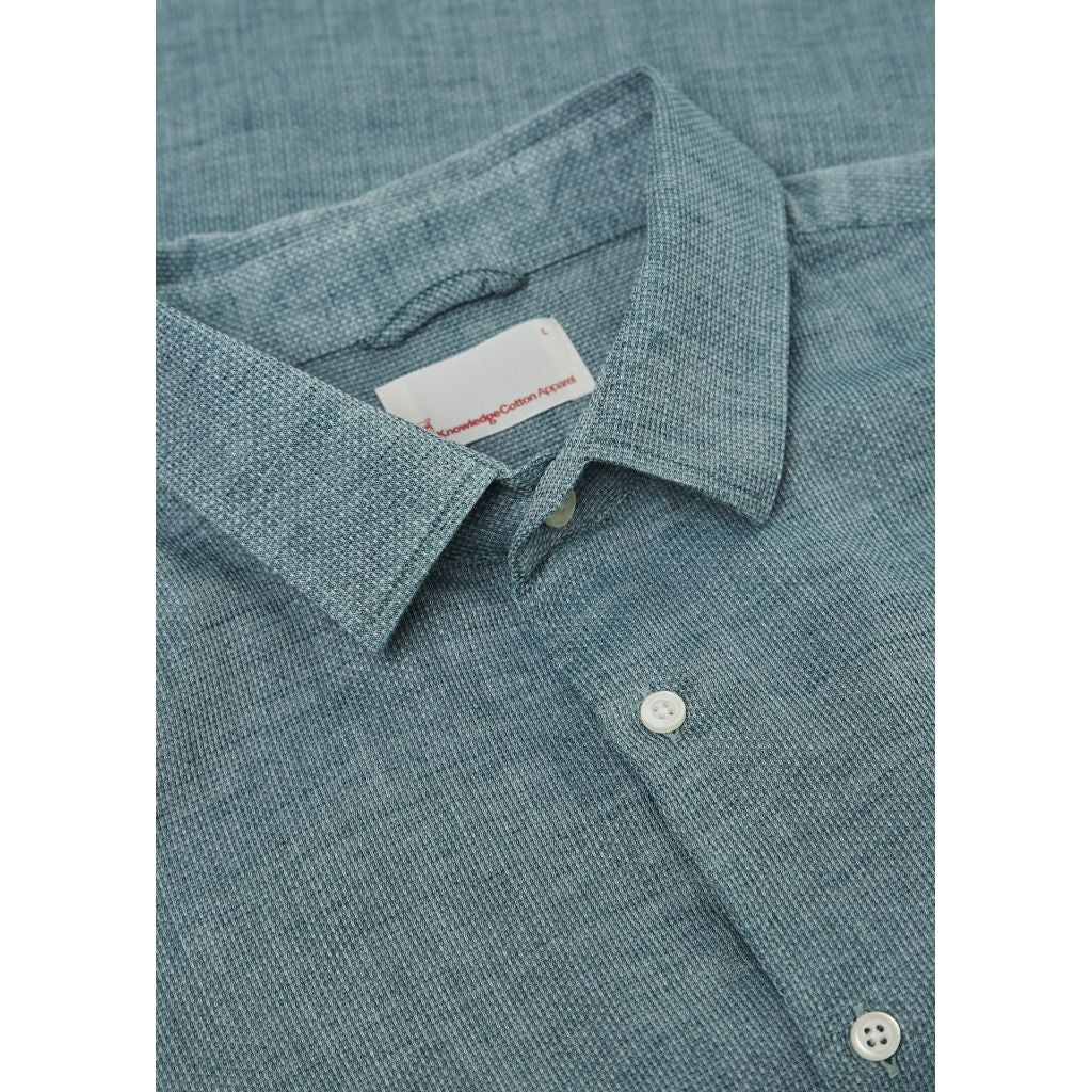 Chemise vert tissé en coton bio et lin - Structured shirt