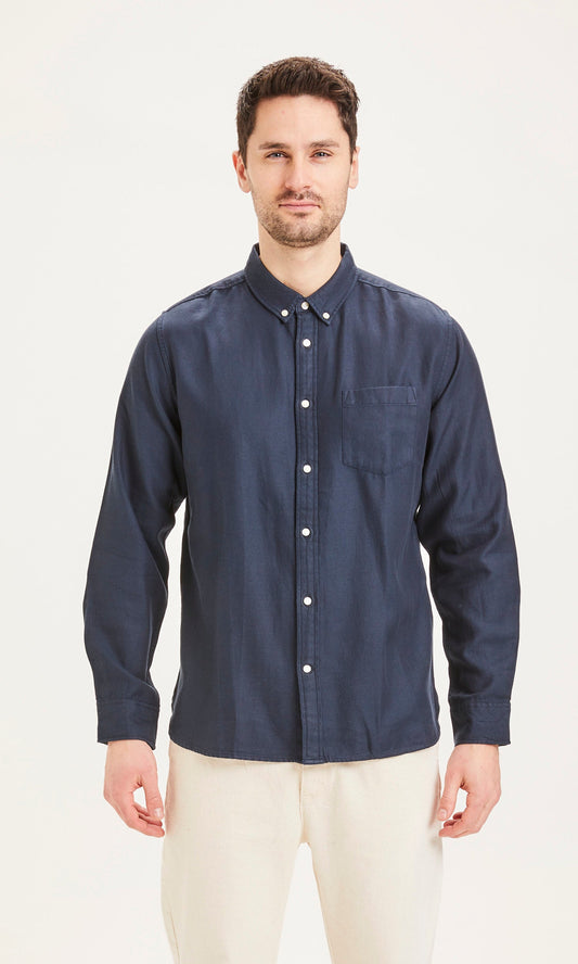 Chemise bleue en tencel et coton bio - LARCH Dark Denim