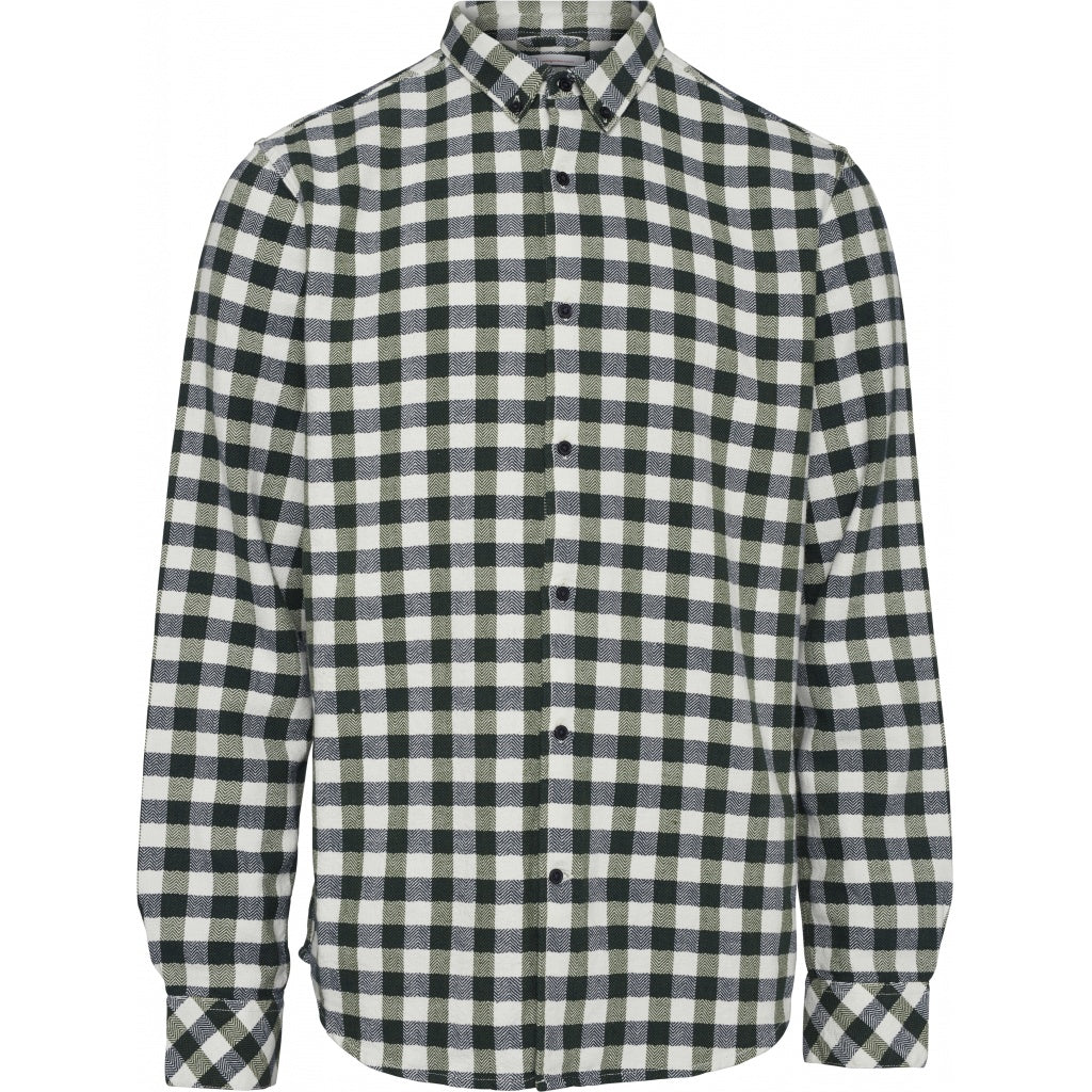Chemise à carreaux vert forêt flanelle en coton bio