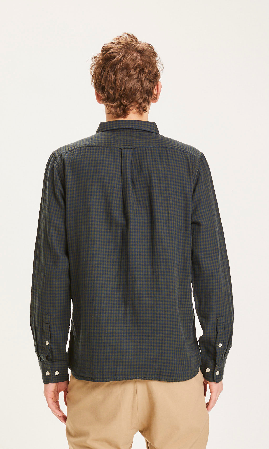 Chemise à carreaux verte en coton bio - Larch forrest night