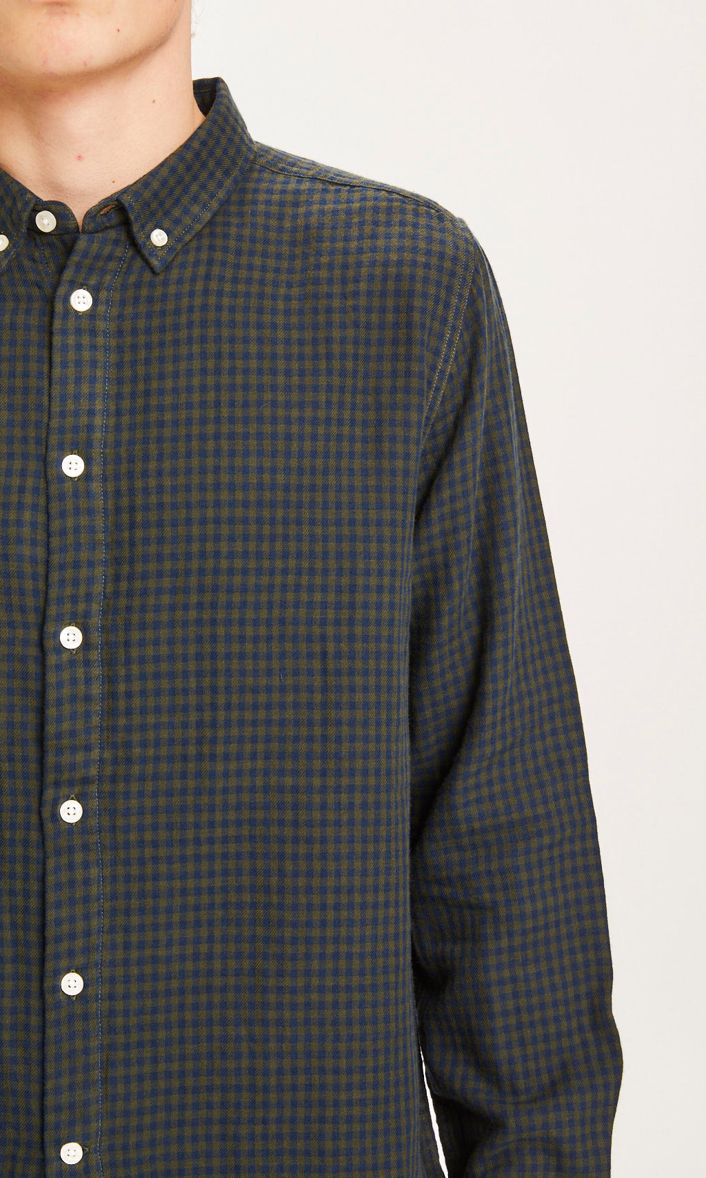 Chemise à carreaux verte en coton bio - Larch forrest night