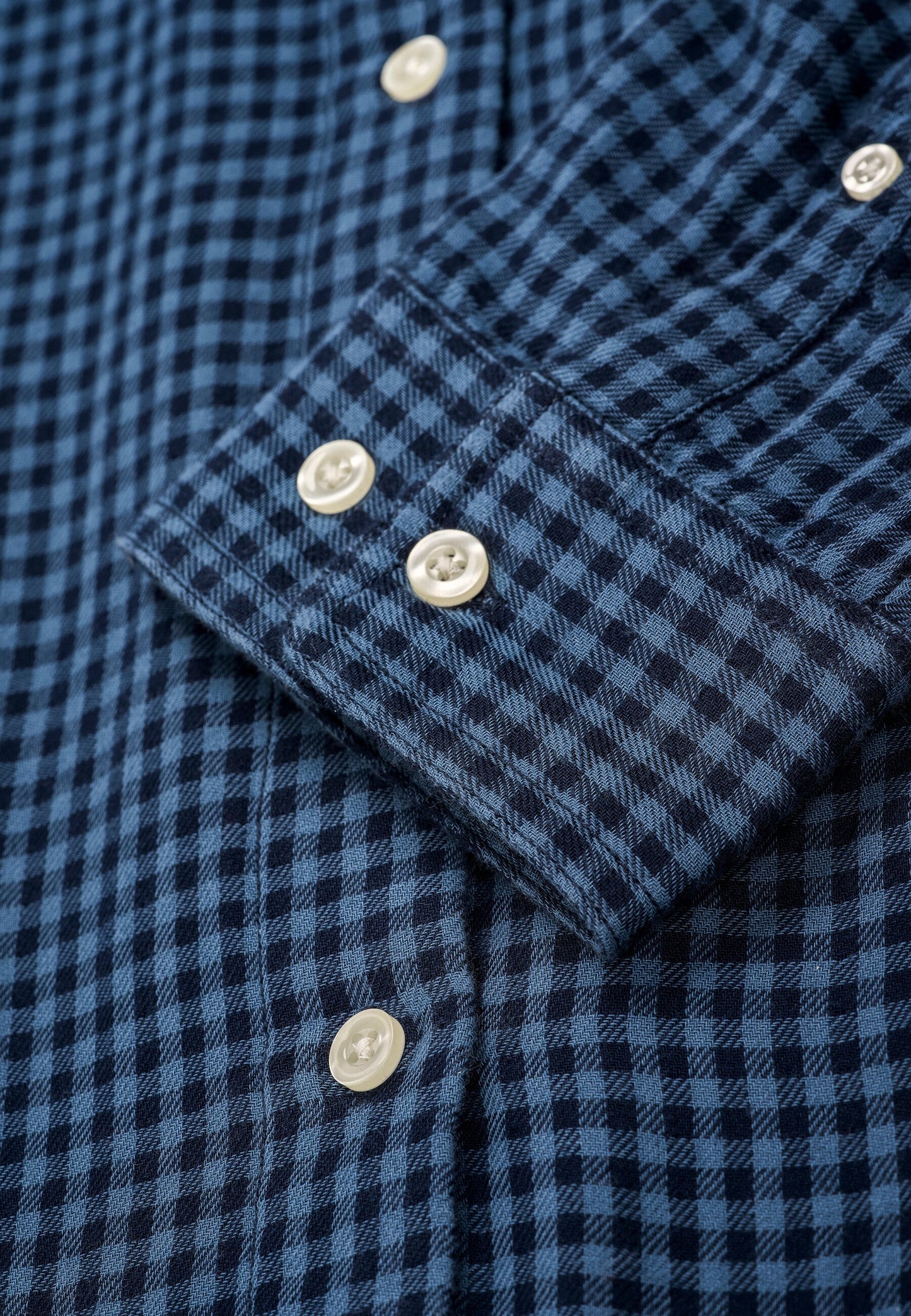 Chemise à carreaux bleue en coton bio - double layer checked custom fit shirt china blue