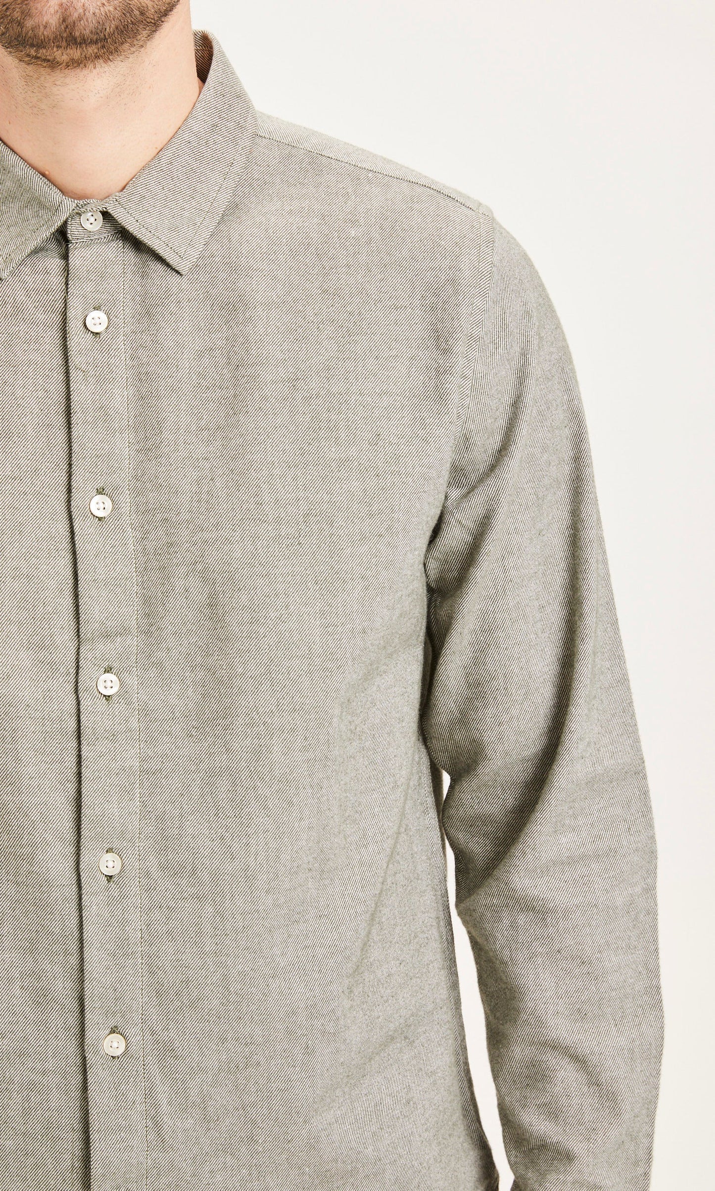 Chemise verte clair en flanelle de coton bio - Larch forrest night