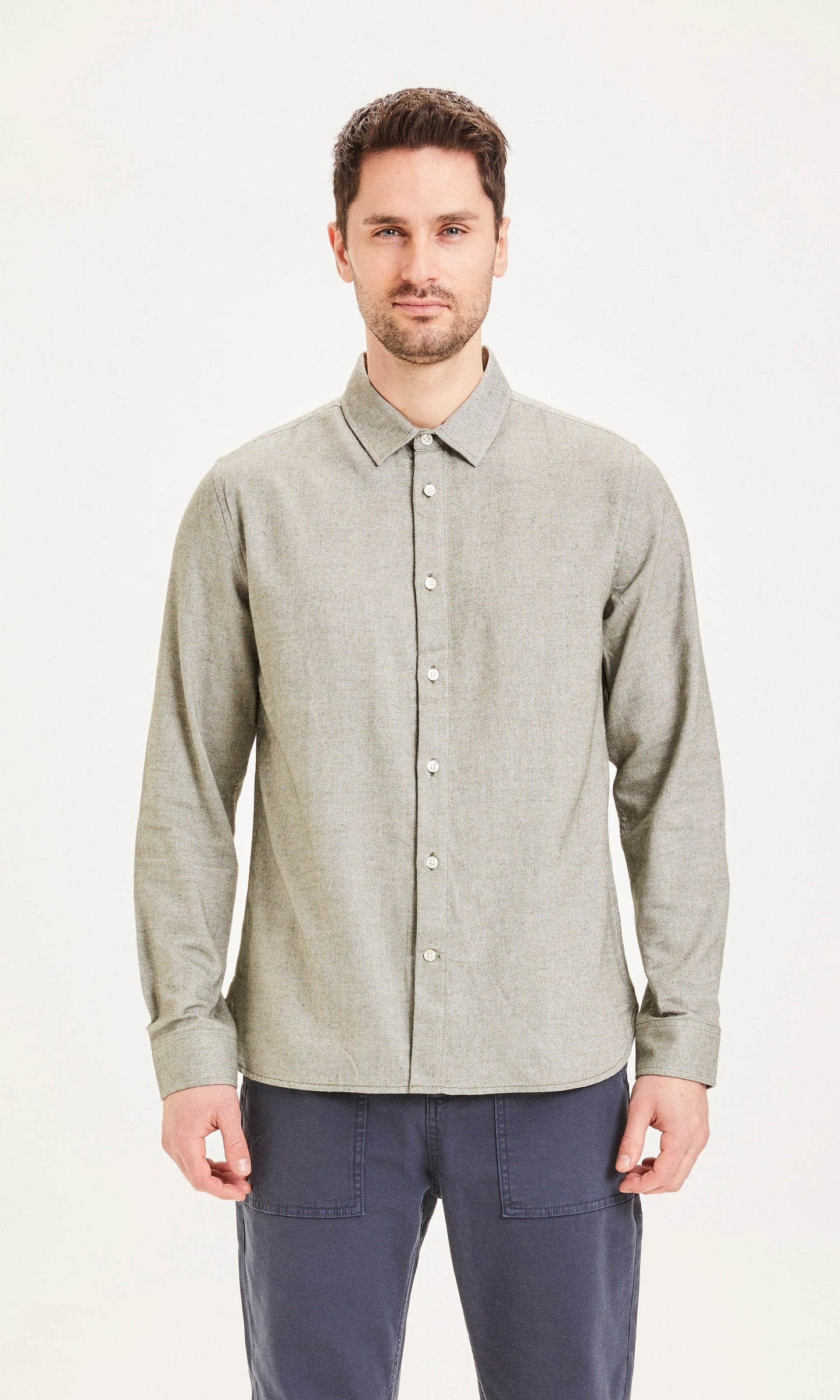 Chemise verte clair en flanelle de coton bio - Larch forrest night