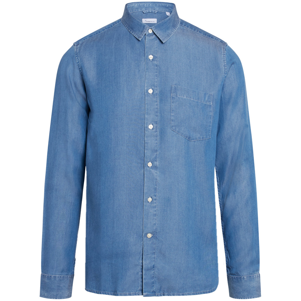 Chemise droite bleu effet jean en Tencel - Elder