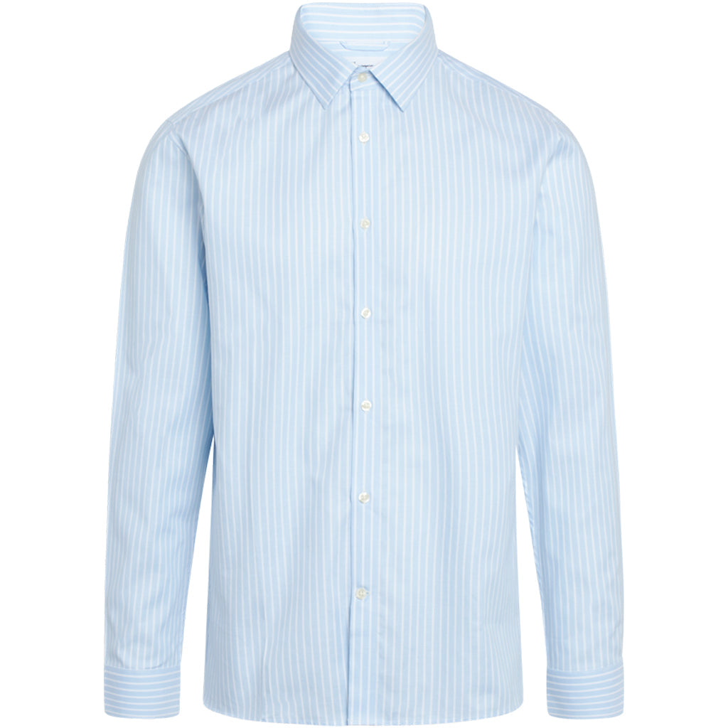 Chemise droite bleu ciel rayée en coton bio - Elder