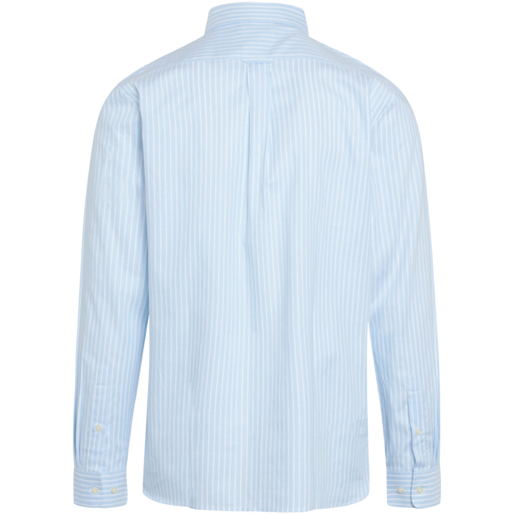 Chemise droite bleu ciel rayée en coton bio - Elder