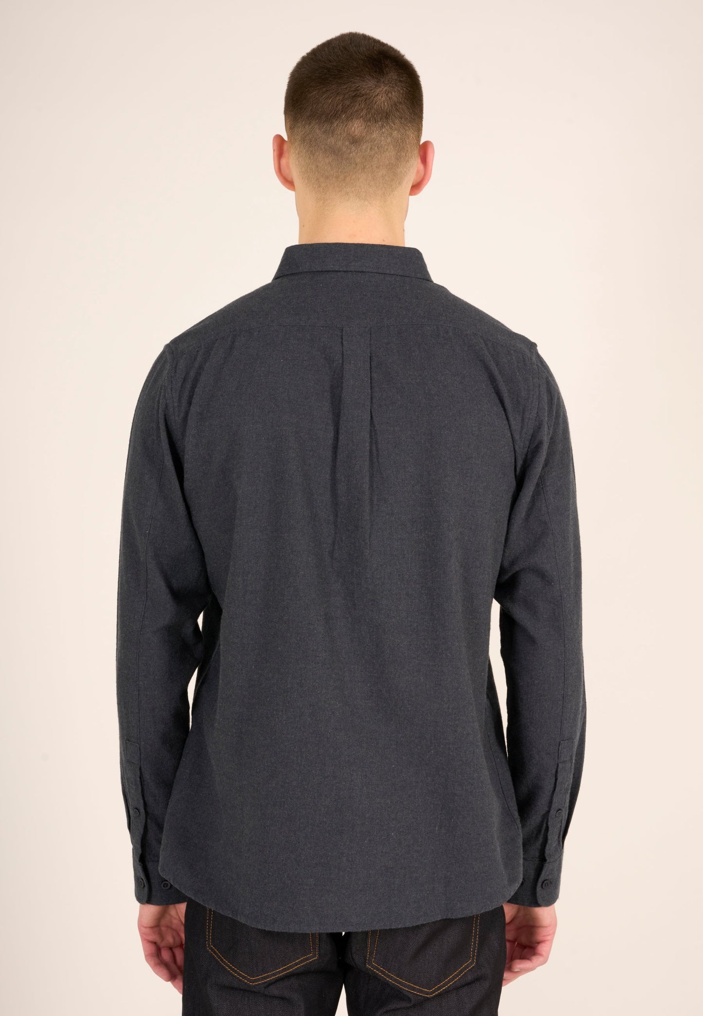 Chemise en flanelle gris foncé de coton bio - custom fit shirt total eclipse