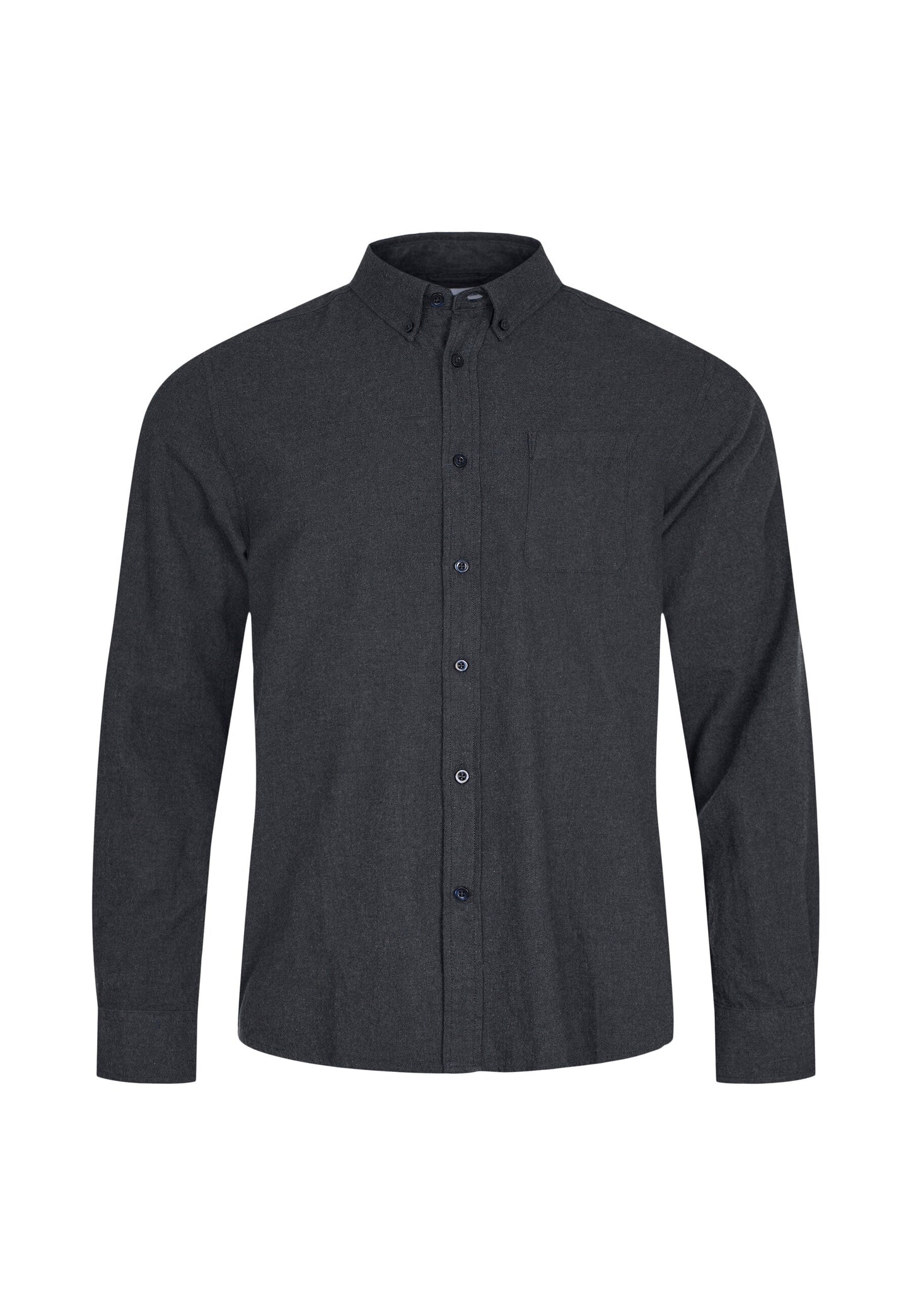 Chemise en flanelle gris foncé de coton bio - custom fit shirt total eclipse