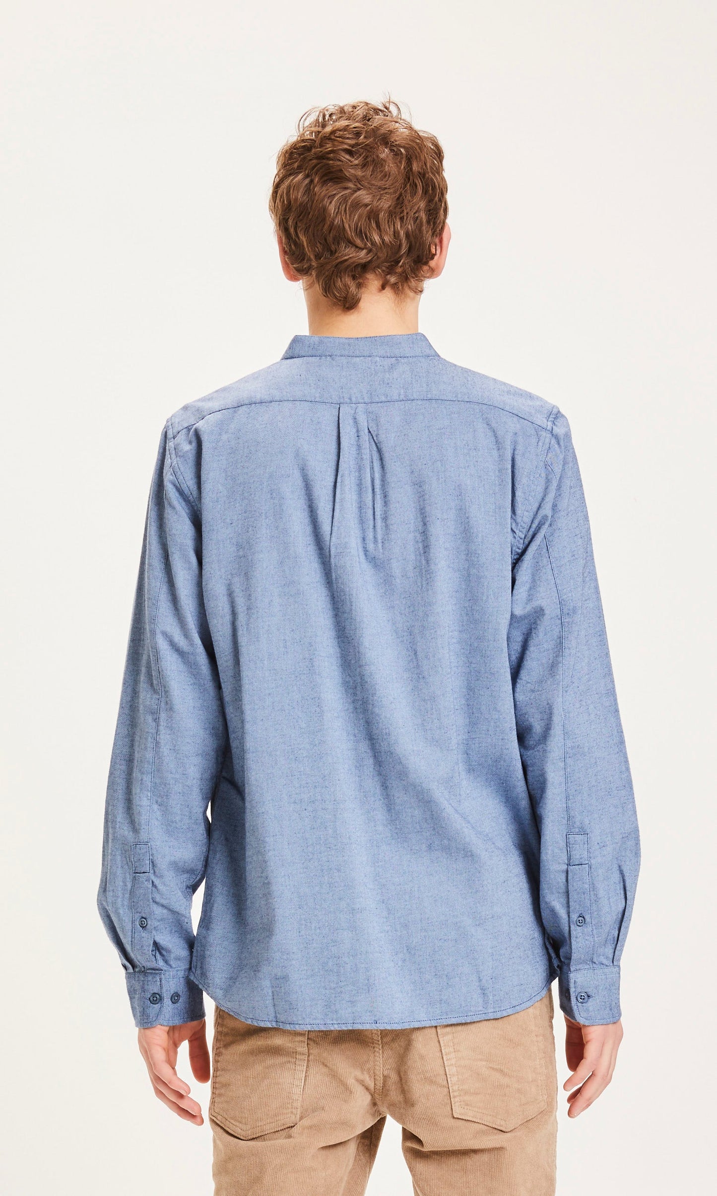 Chemise col officier bleue flanelle en coton bio - flannel dark denim