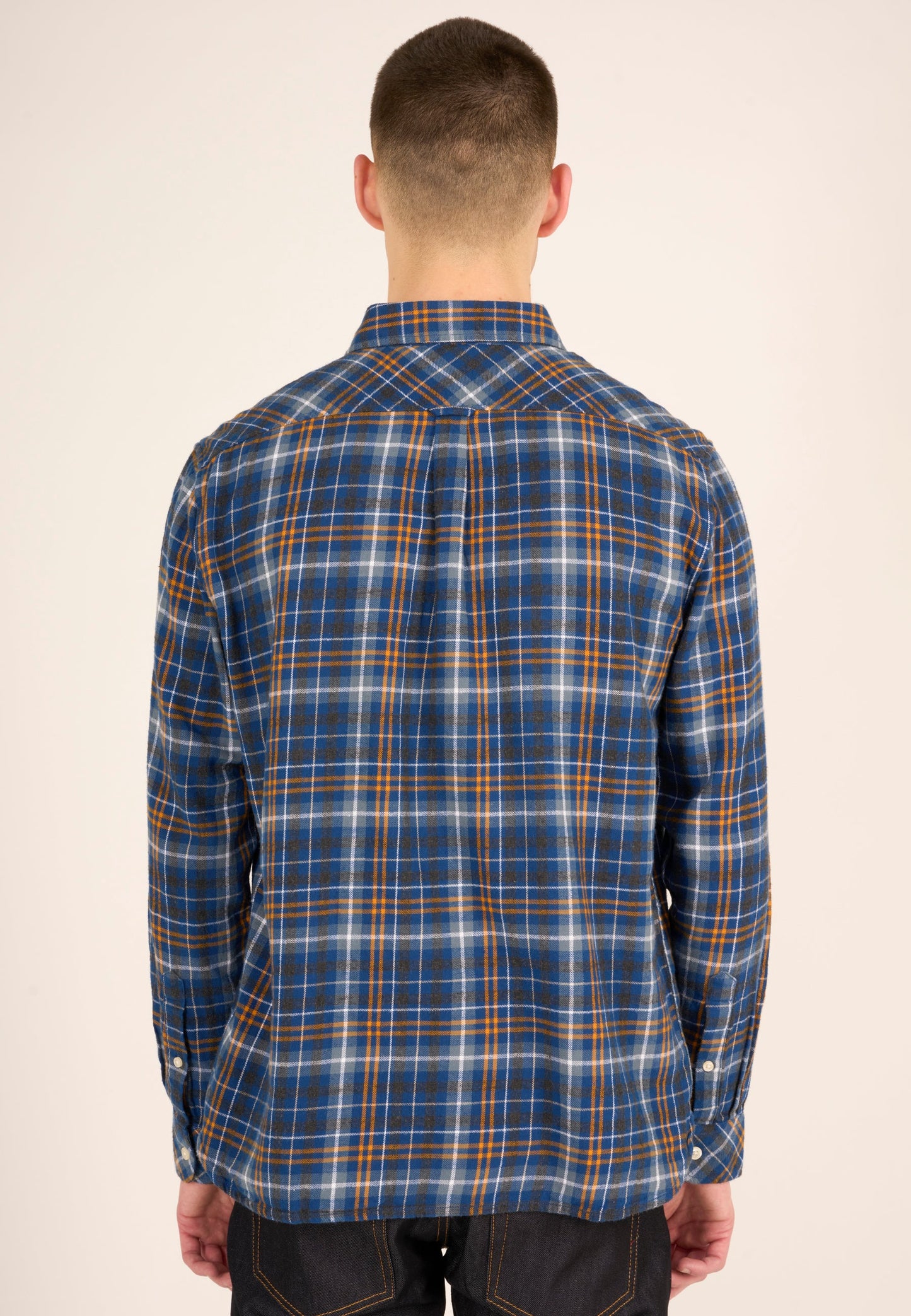 Chemise décontractée carreaux flanelle en coton bio - big checked flannel estate blue