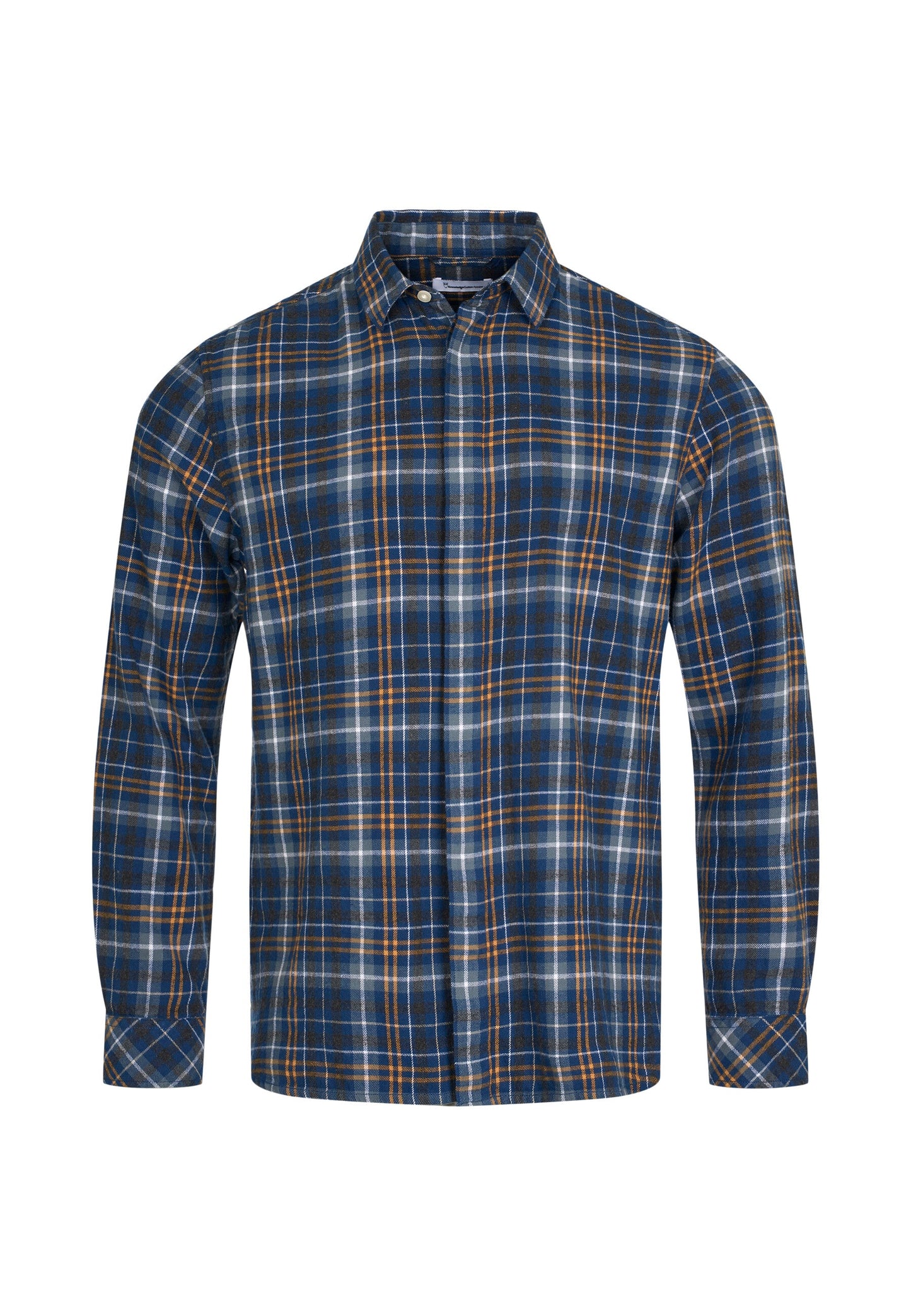 Chemise décontractée carreaux flanelle en coton bio - big checked flannel estate blue