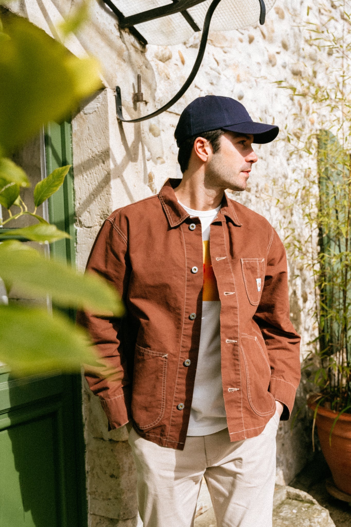 Veste en toile de coton bio | Marron" howie waxed chore jacket"