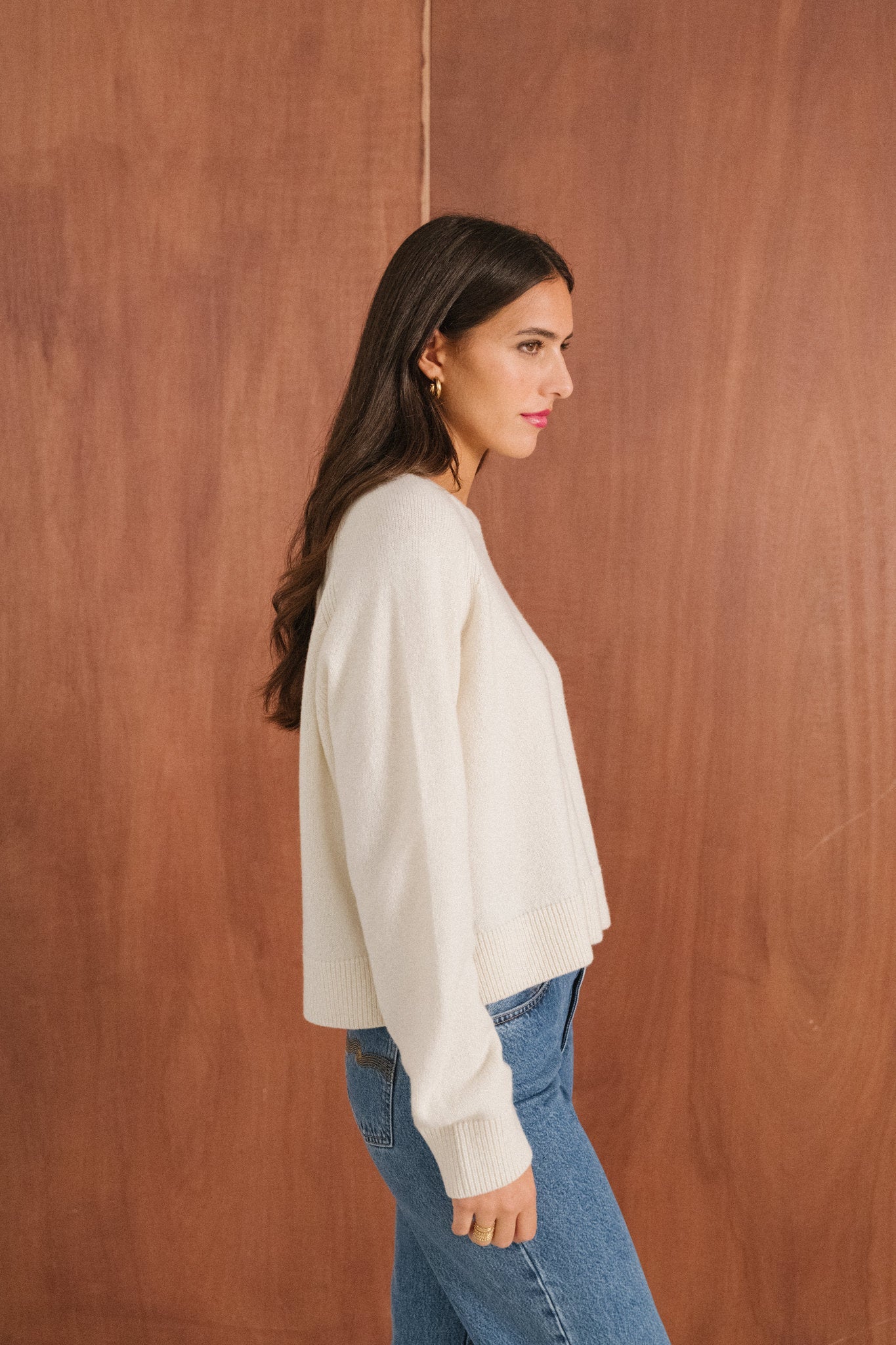 Pull boxy en laine mérinos recyclée | écru