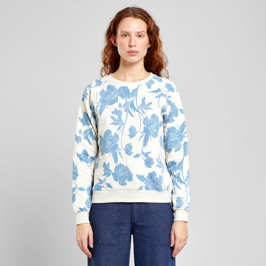 Sweat en coton bio | blanc à motif "sweatshirt ystad duotone floral oat white rainy day"