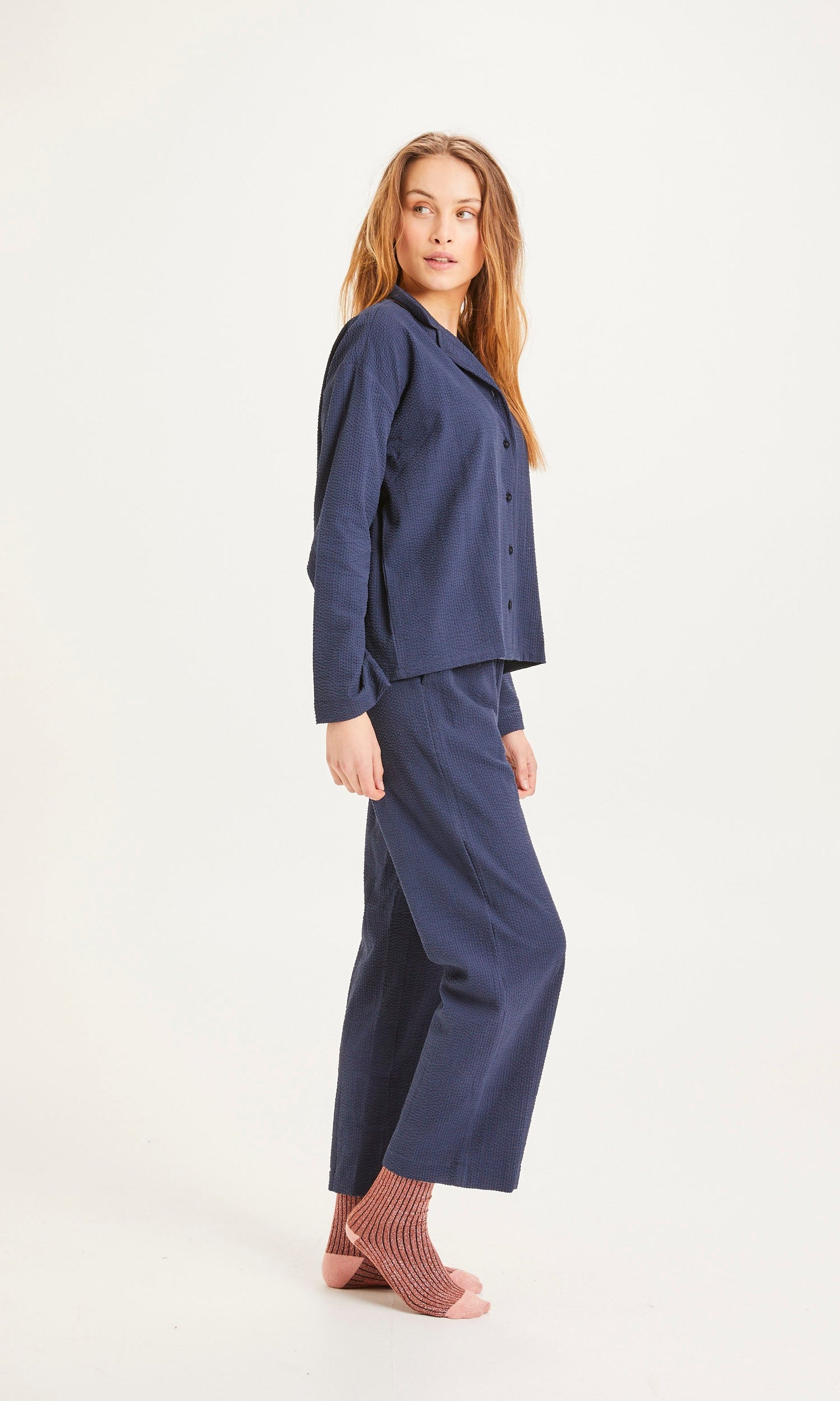 Ensemble de pyjama marine en coton bio - total eclipse