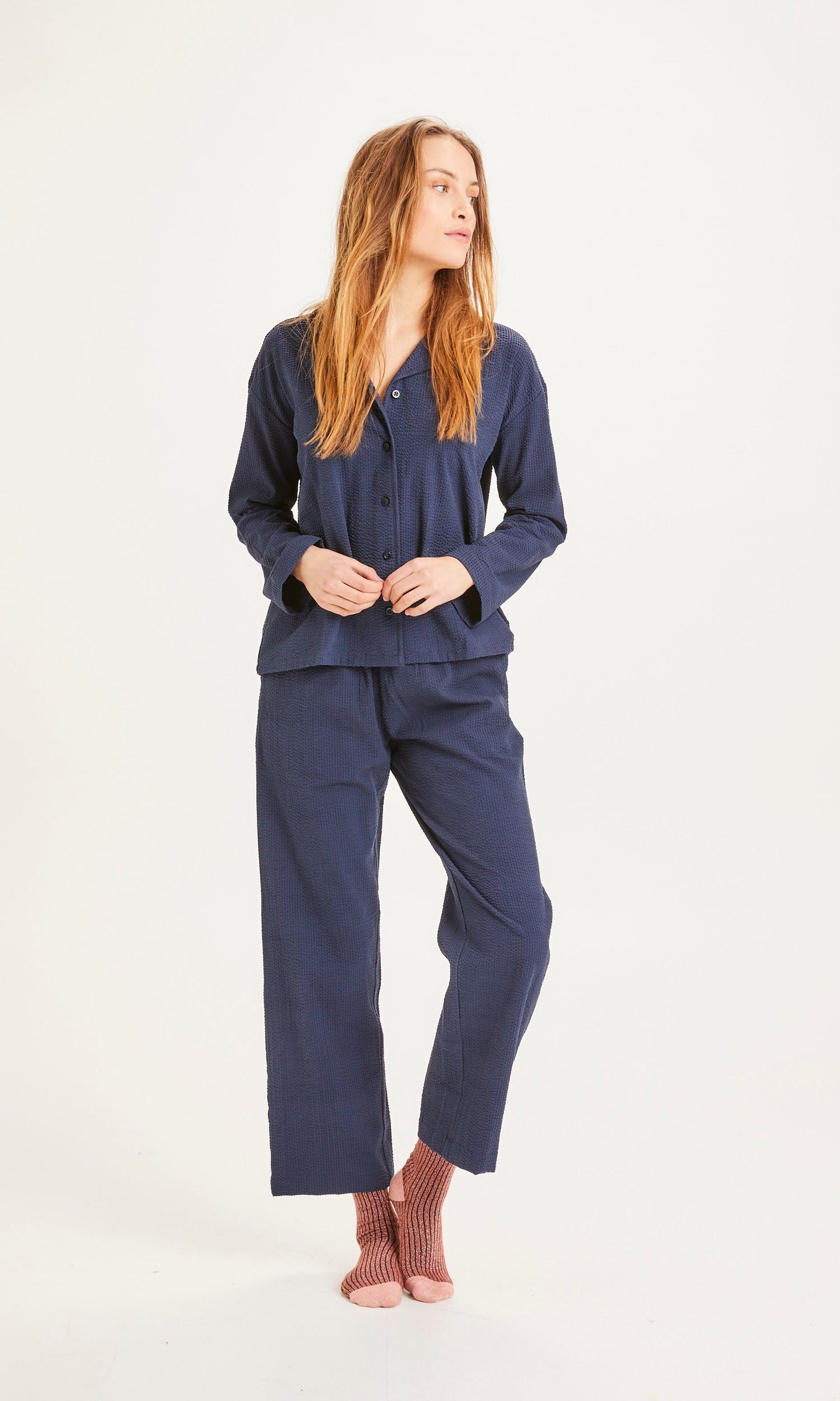 Ensemble de pyjama marine en coton bio - total eclipse