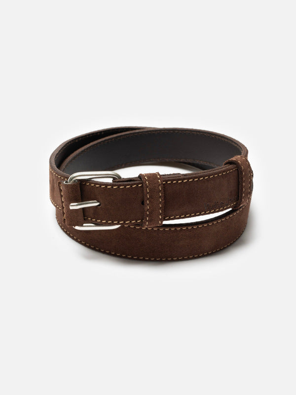 Ceinture cuir suède en tannage végétal | marron "dwayne suede belt - dark brown"