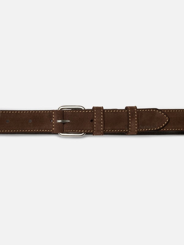 Ceinture cuir suède en tannage végétal | marron "dwayne suede belt - dark brown"