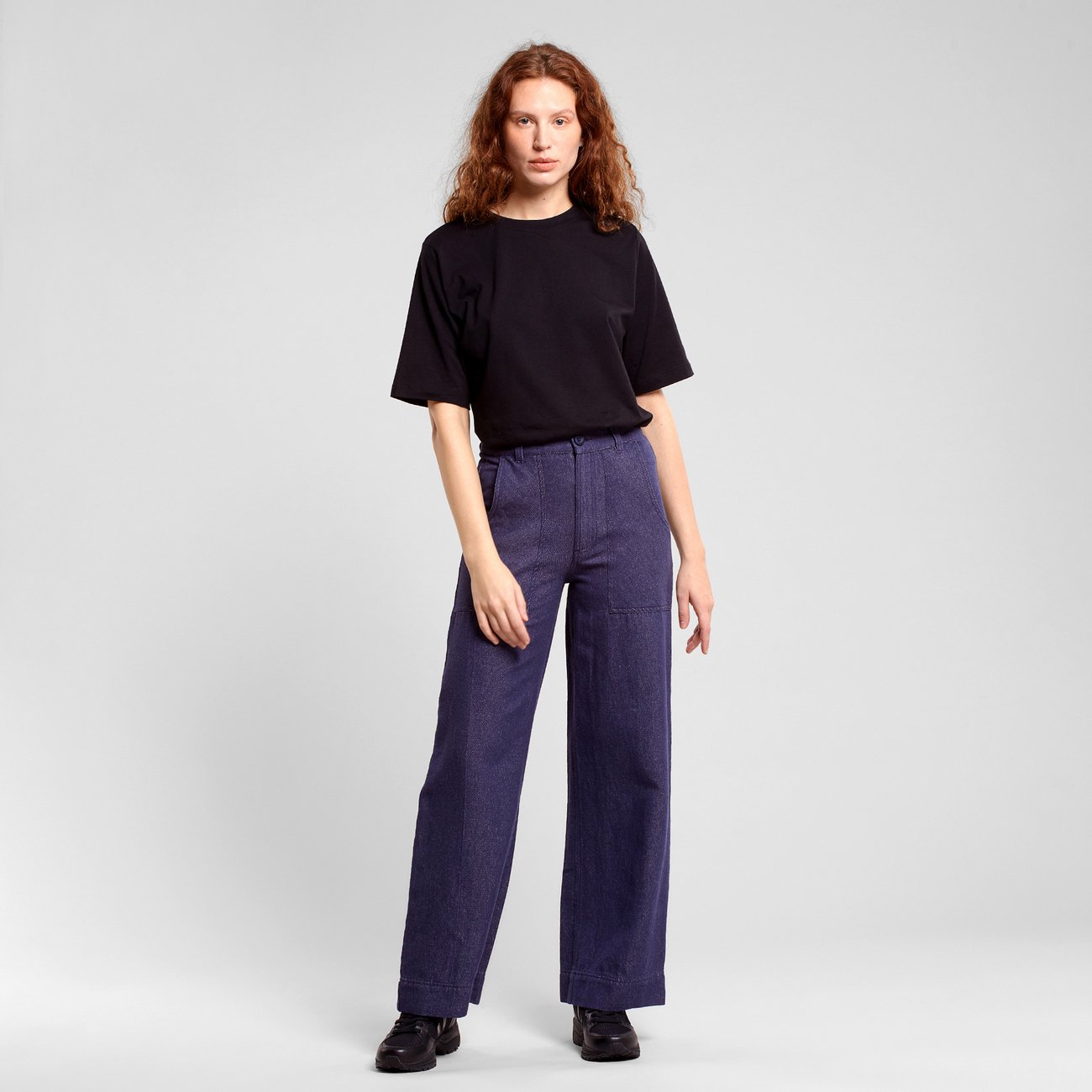 Pantalon cargo en coton bio et chanvre | Marine "workwear pants vara hemp navy black iris"
