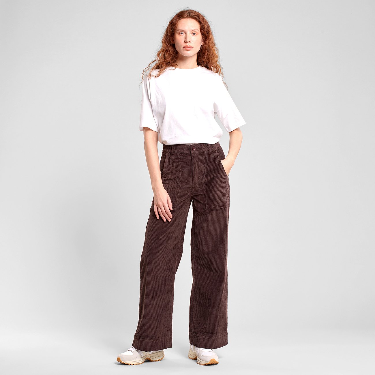 Pantalon velours en coton bio | Marron "workwear pants vara corduroy coffee brown java"
