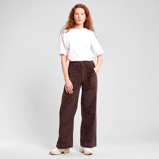 Pantalon velours en coton bio | Marron "workwear pants vara corduroy coffee brown java"