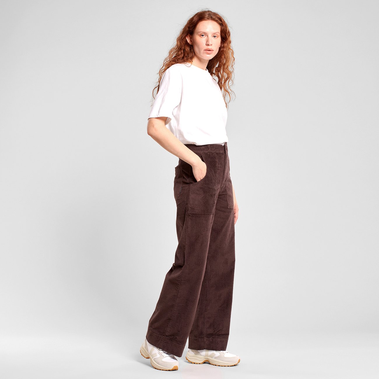 Pantalon velours en coton bio | Marron "workwear pants vara corduroy coffee brown java"